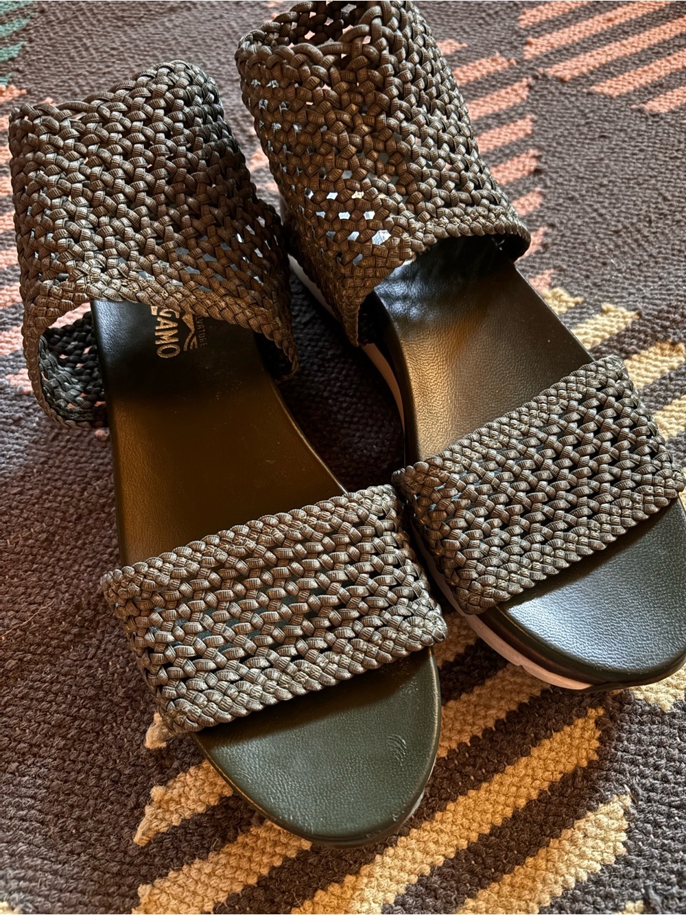 Salvatore Ferragamo Braided Double-Strap Slide Sandals - Dark Brown